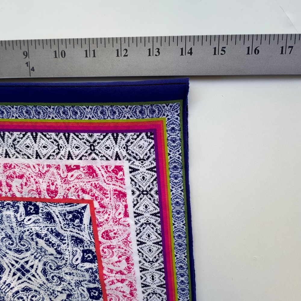 Trina Turk Silk Wrap Dress Womens Blue Pink Paisley Handkerchief Hem Resortwear - Picture 14 of 15